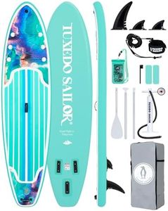 Tuxedo Sailor 11' Inflatable Stand Up Paddle Board with SUP Accessories, Anti-Slip EVA Deck and Large Fin, Paddle Boards for Adults & Youth of All Skill Levels