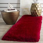 Naseeb Carpets Handmade 2 inch Pile Height Super Soft Touch Export Quality Shaggy Carpets for Living Room, Bedroom and Dining Table Size 2x8 feet Runner Color Red