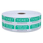 L LIKED 50/50 Raffle Tickets Double Roll of 2000, 1 Roll of Tickets with Perforated for Events, Green