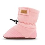 JAN & JUL Fleece Baby Booties, Non-Slip Boots for Girls (Dusty Pink, Size M)