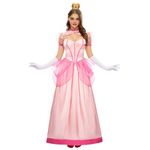 Spooktacular Creations Women Peach Pink Dress Costume with Gloves and Crown, Princess Dress for Halloween Costumes Woman 2024, Costume Parties-XL