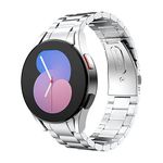 MoKo Metal Band Compatible with Samsung Galaxy Watch 7 FE 6 5 4 Band 40mm 44mm/Watch 5 Pro Band 45mm/Watch 6 Classic Band 43mm 47mm/4 Classic 42mm 46mm, No Gap Stainless Steel Band for Men, Silver