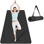 CAMBIVO Extra Wide Yoga Mat, 73" x 32" x 1/4" TPE Non-Slip Exercise Mat 6mm Thick, Workout Mat for Gym Pilates Floor Exercises Stretching (183cm x 81cm x 6mm,Black)