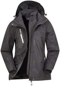 Mountain Warehouse Bracken Extreme Womens 3 in 1 Waterproof Jacket, Black (01), 8