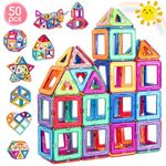 aaczly Magnetic Building Blocks 50PCS Magnetic Tiles for Kids 3D Magnetic Toys Building Construction STEM Educational Toys for Toddler Boys Girls Age 3 4 5 6 7 8 Years Old