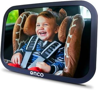 Onco Baby Car Mirror Rear Facing - Double Award-Winning Convex Car Mirror for Baby, 100% Shatterproof & Shakeproof with 360° Rotation, Newborn Essentials (9.6 x 6.9 in)