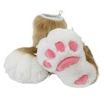 ZFKJERS Cosplay Animal Cat Wolf Dog Fox Fursuit Feet Paw Claw Shoes Furry Boots Costume Accessories for Adult (Khaki)