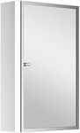 HOMCOM Stainless Steel Wall mounted Bathroom Mirror Cabinet 2 Shelves Storage Unit Furniture w/Single Door (60H x 40L x 13D (cm))