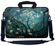 Meffort Inc 17 17.3 inch Neoprene Laptop Bag Sleeve with Extra Side Pocket, Soft Carrying Handle & Removable Shoulder Strap for 16" to 17.3" Size Notebook Computer - Vincent van Gogh Almond Blossoming