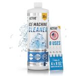 Ice Machine Cleaner Maker Descaler - 32 fl oz (8 Uses) Nickel Safe Ice Maker Cleaner Solution - Compatible with Whirlpool 4396808, Scotsman, Manitowoc, Hoshizaki, GE Opal Cleaning Kit - Made in USA