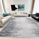 Calore Area Rugs for Living Room Bedroom Dining Room Modern Soft Rugs Abstract Living Room Carpet Large Washable Shaggy Rug Indoor Home Decor Carpet (Abstract Grey/Blue, 6.5 ft x 8.2 ft)