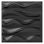 Art3dwallpanels 33 Pack 3D Wall Panel for Interior Wall Décor, PVC Textured Accent Wall, Elegant Wave 3D Wallpaper Modern Wall Tiles, Black