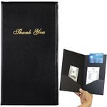 Restaurant Check Presenters - Guest Check Card Holder with Gold Thank You Imprint - 5.5" x 10" (Black 10 Pack)