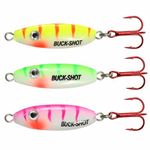 Northland Fishing Tackle UV Buck-Shot Ice Fishing Rattle Spoon, UV Assorted Colors, 1/16 Oz, 3/Cd