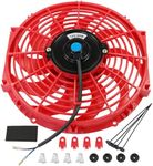 JDMSPEED New Universal 12V Engine Cooling Fan Slim Pull Push Racing Electric Radiator Red 12"