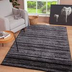 JV Home Contemporary Collection Solid | Transitional | Modern Area Rug for Living Room, Dining Room 4' x 6' Dark Grey/Grey