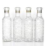 EQUALITY OVERSEAS Diamond Round, Unbreakable and Leak-Proof Plastic Water Bottle (Transparent, 1 L) - Set of 4