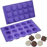 Bakerpan Silicone Chocolate Molds - Candy Molds Silicone 15 Cavities - Flower Silicone Molds for Jello, Gelatin, Ice Cubes - Set of 2