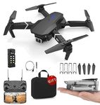 Drone-with-4k-2 Camera-Foldable-1080P-HD-Drone-with-Battery FPV-Live-Video-Gestures-Selfie-Altitude-Hold-One-Key-Take-Off/Landing-3D-Flips-Headless-Mode-Aerial-Photography-Multicolor (E-88)