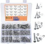 520 Pcs Hex Bolts, Nuts, and Washers Set, M3/M4/M5/M6 Stainless Steel Hexagonal Screws, Machine Screws, Full Thread Screws and Fasteners. (520 silver)