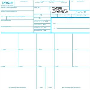 ATF FD-258 Fingerprint Cards, 50 Pack