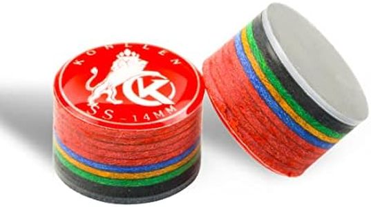 KONLLEN Rainbow Billiards Tip with Clear SX/SS/S/M/MH/H 11mm/14mm Pool Cue Tip 9 Layers of Pigskin Cue Head Accessory 1 Piece (14mm-SS-Red)