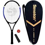 Senston 27 inch Tennis Racquet Professional Tennis Racket Strung with Cover, Tennis Overgrip, Vibration Damper, Blue Black