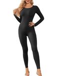 Ekouaer Womens Thermal Underwear Sets Long Johns Long Sleeve Base Layer Pajama Top and Leggings Set Cold Weather S-XXL Black