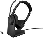 Jabra Evolve2 55 Stereo Wireless Headset with Charging Stand, Air Comfort Technology, Noise-Cancelling Mics, and ANC - Works with UC Platforms Such as Zoom and Google Meet - Black