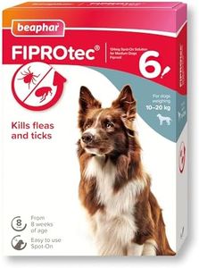 Beaphar - FIPROtec Spot-On for Medium Dogs (10-20kg) - Kills Fleas and Ticks - Vet Strength Treatment - 6 Pipettes