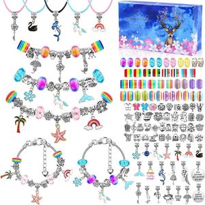 BamMy Girls Toys Charm Bracelet Making Kit, 112PCS Jewellery Making Kit with Beads Charms Bracelets & Necklace String, DIY Crafts Supplies Kits, Jewelry Gifts Set for 6 7 8 9 10 11 12 Year Old Girls Teens Kids (with Gift Box)