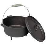 Andes Cast Iron Dutch Oven, 4.25L Outdoor Camping Cooking Pot/Casserole Roasting Dish Cauldron with Lid