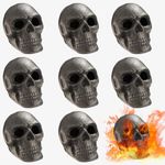 Imitated Human Skull Gas Log for Indoor or Outdoor Fireplaces, Made of Metal, Durable for More Than 10 Years, Fire Pits Halloween Decor Skull Charcoal Fireproof & Refractory (8 PCS), Creepy Home Decor