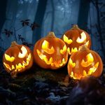 4PCS Jack O Lantern Light Halloween Scary Glowing Plastic Pumpkin Lamp Yards Garden Decor-Orange