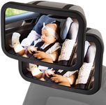 Lusso Gear Baby Backseat Mirror for Car (2 Pack) - Baby Car Mirror Rear Facing View - Clear View of Infant in Rear Facing Car Seat - Secure and Shatterproof - Black Car Mirror for Baby - Baby Mirror