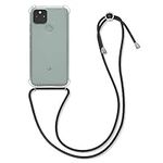 kwmobile Crossbody Case Compatible with Google Pixel 5 Case - Clear TPU Phone Cover w/Lanyard Cord Strap - Transparent