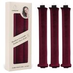 Luckybear Jumbo Heatless Hair Curler, 3pcs Soft Satin Flexi Rods for All Hair Types, No Heat Overnight Curls Styling Tools Wine