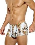 Casey Kevin Men's Sexy Ice Silk Underwear Low Rise Print Breathable Boxer Briefs Microfibre Trunk Stretch Boxer Shorts, B6-bird-AK3021, XL