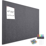 Matomtak Large Cork Board Alternative 47" x 35" 12 PCS Felt Wall Tiles with Safe Removable Adhesive Tabs and 50 Push Pins, Cork Wall Tiles Felt Cork Board for Home Office Wall Tack Board (Dark Gray)