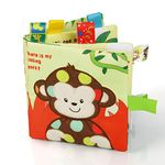 Vicloon Baby Soft Books, Baby Cloth Books Baby Soft Books, First Year 3D Animals Tails Crinkle Sensory Touch and Feel Book, Quiet Books for 0-3 Year Old Toddlers Kids