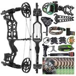 PYMUST Dual-Use Compound Bow (Arrows & Steel Ball) - 40-70Lbs Adjustable Short-Axis Bow Set for Hunting, Bow Fishing & Target Shooting