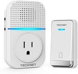 TECKNET Wireless Doorbell, Self-Powered Plug-Through Door Bell, IP66 Waterproof Door Bells for Homes Classroom with 60 Ringtones & 5 Level Volume, 1300ft Range Doorbells with LED Light (White)