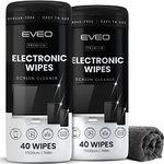 Electronic Wipes Streak-Free for Screen Cleaner & Smart Watch [2 Pack x 40] TV Screen, Smart TV, Computer Screen, Laptop, Phone, Tablet, and Electronics Devices - Microfiber Cloth Included [80 Wipes]