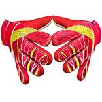 Jalunth Goalkeeper Goalie Soccer Gloves - Kids & Youth Football Goal Keeper Gloves with Embossed Anti-Slip Latex Palm and Soft Hand Back (Red #1, 5)