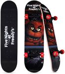 Five Nights at Freddy’s Skateboard with Printed Graphic Grip Tape - Great for Kids and Teens, Cruiser Skateboard with ABEC 5 Bearings, Durable Deck, Smooth Wheels