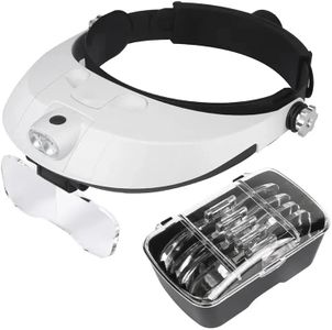 Hands Free Headband Magnifying Glass,Headband Headset Head LED Lamp Light Jeweler Watch Hobby Magnifier Magnifying Glass Loupe With 5 Lenses