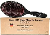 Since 1869 Hand Made In Germany - Nylon Boar Bristle Brush Suitable For Normal to Thick Hair - Gently Detangles, No Pulling or Split Ends - Softens and Improves Texture, Stimulates Scalp (Large)