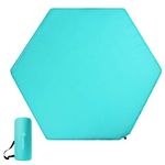 Minnebaby Hexagon Playpen Mat Compatible with Graco Traveler Playard & Regalo Play Yard, Self Inflating Playard Pad, Comfortable and Portable Playmat with Carrying Bag - Aqua