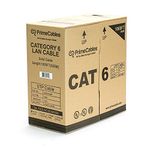 PrimeCables Cat6 Ethernet Bulk Cable CMR-Rated 1000ft - Solid, Network Internet Cord 23AWG UTP, Pure Bare Copper Wire White