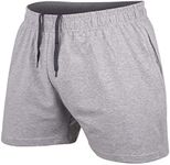 JEEING GEAR Men's Bodybuilding Workout Gym Shorts 5" Inseam Sports Cotton with Pocket Gray Color Size L